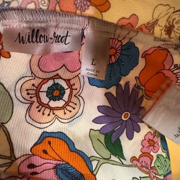 Willow Root Floral Wrap Halter Top Retro Summer Boho Festival Crop Tank Large - Picture 2 of 7